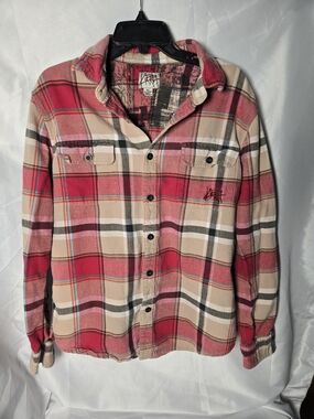 Kirra Red & Tan Plaid Button-Down Shirt